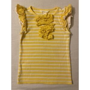 Matilda Jane Kids Size 4 Tank Top Ruffle Yellow Striped‎ Play Girls